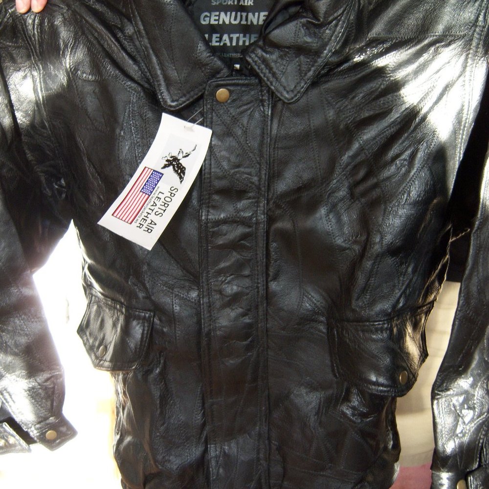 VINTAGE SPORTS AIR BLACK LEATHER JACKET NWT
